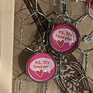 Trader Joe’s earrings 16mm “p.s. Tj’sI love you”